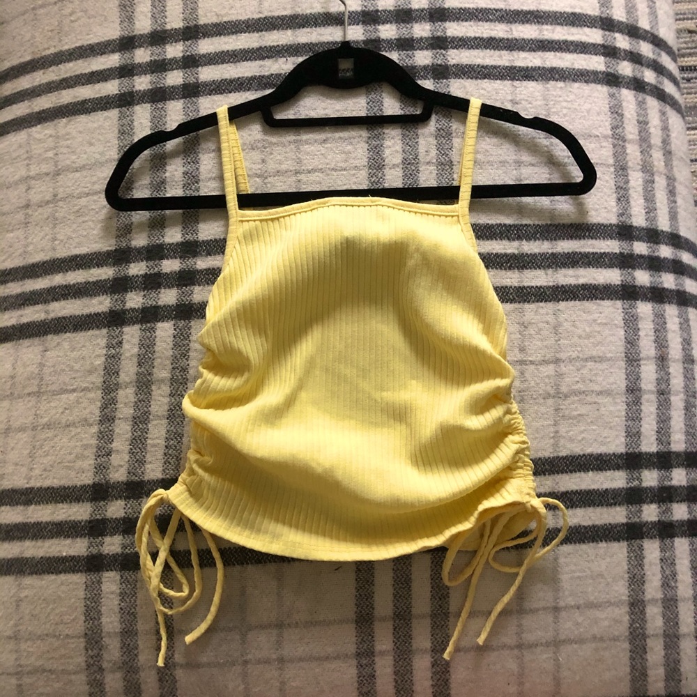 Forever 21 Ruched Yellow Cropped Tank Top